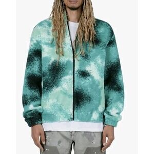 NWT mnml mens‎ Mnml Green Splash Zip Up Jacket- Size S - Color Green/Black